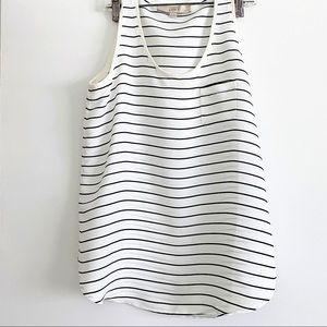 LOFT Black and White Stripe Pocket Scoop Neck Tank Top Sleeveless Blouse